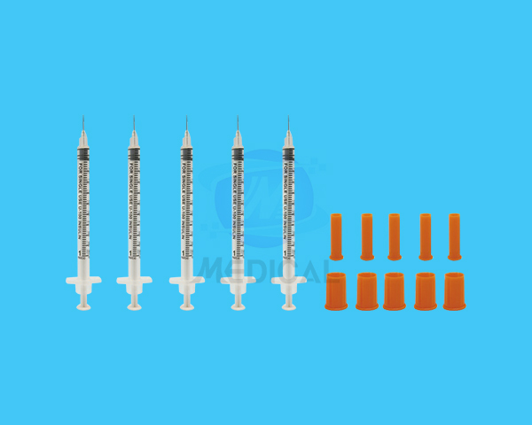 Disposable sterile insulin syringe